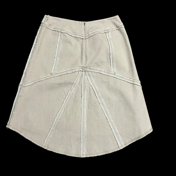 St. John Sport Beige A-Line Skirt Size 4 High Waist Raw Edge Stitch - Picture 2 of 7